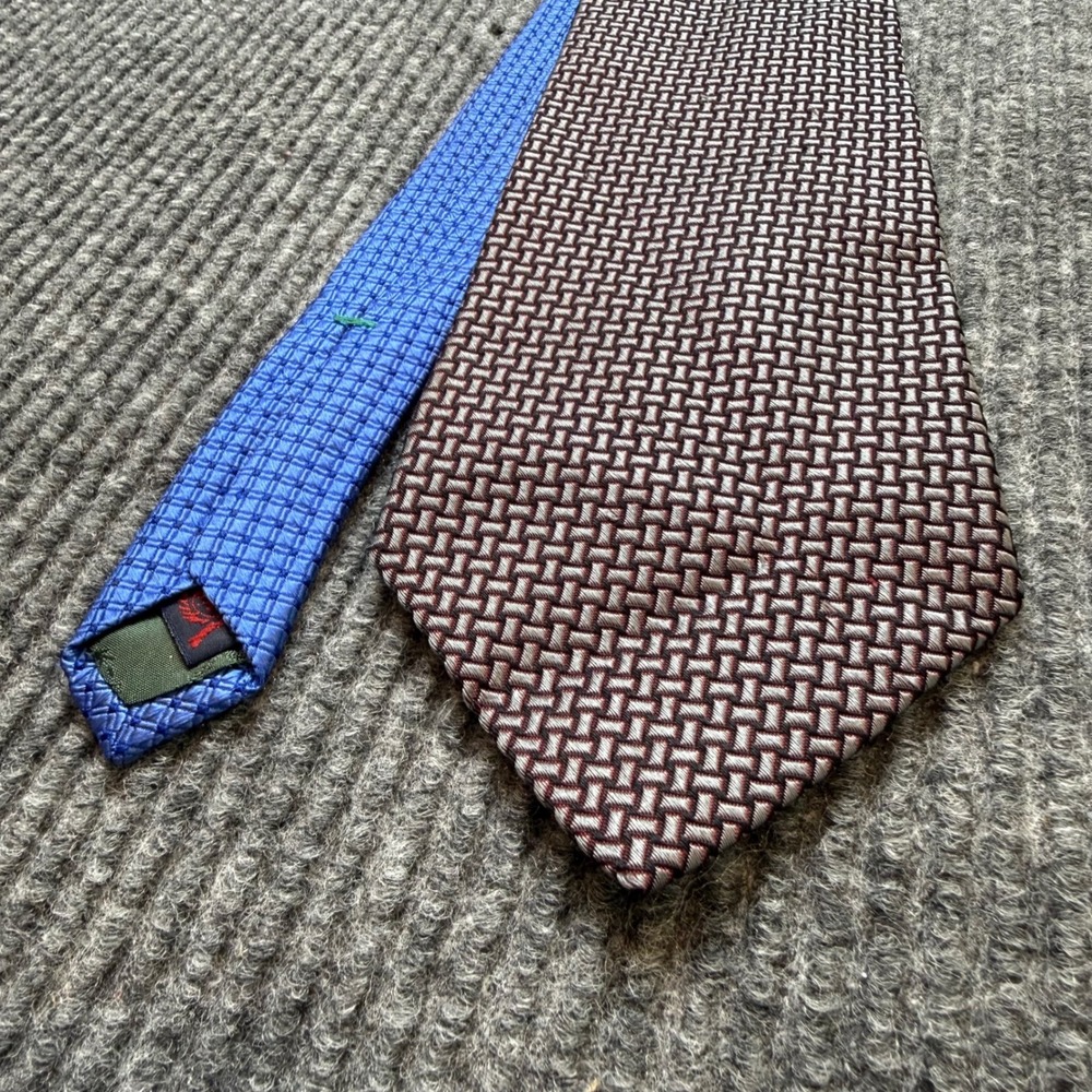 Vintage Tommy Hilfiger Silk Tie Brown Blue Designer Necktie Classic Mens X-Long